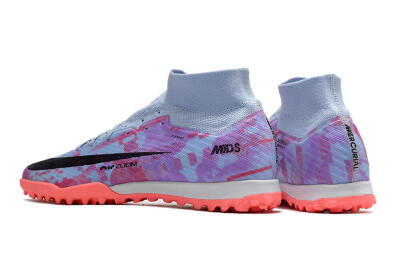 Unisex Nike Air Zoom Mercurial Superfly 9 Elite TF Artificial Turf High-Tops Football Shoes - Jade/Purple/Red
