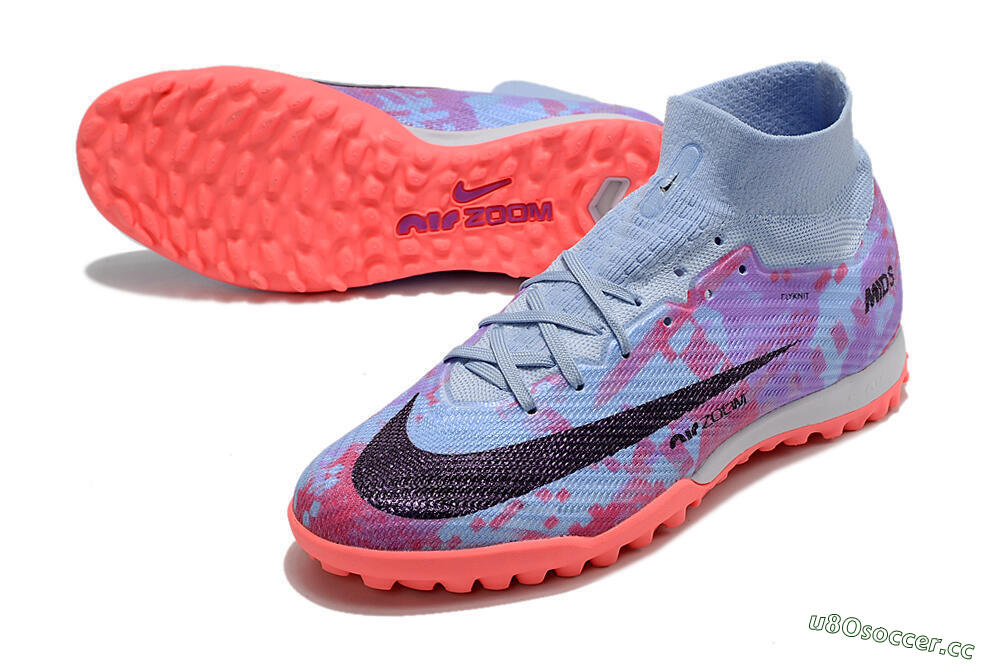 Unisex Nike Air Zoom Mercurial Superfly 9 Elite TF Artificial Turf High-Tops Football Shoes - Jade/Purple/Red 3