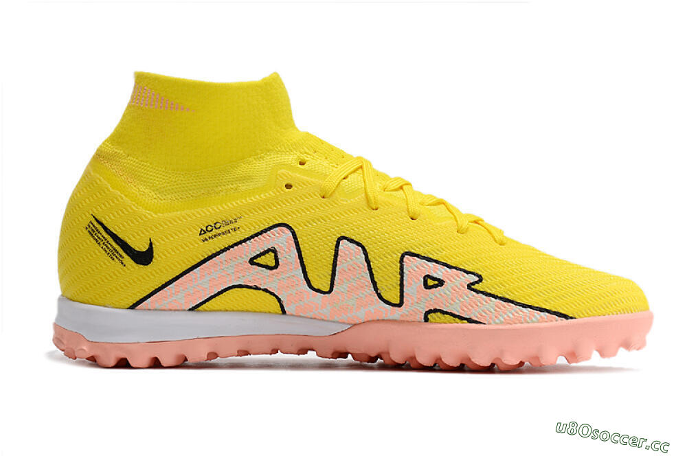 Unisex Nike Air Zoom Mercurial Superfly 9 Elite TF Artificial Turf High-Tops Football Shoes - Yellow/Pink/Black 4