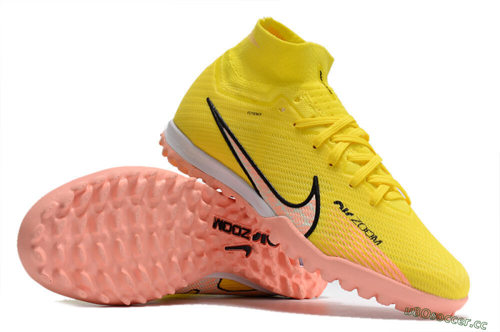 Unisex Nike Air Zoom Mercurial Superfly 9 Elite TF Artificial Turf High-Tops Football Shoes - Yellow/Pink/Black 1