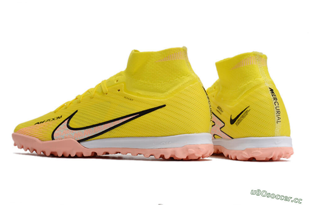 Unisex Nike Air Zoom Mercurial Superfly 9 Elite TF Artificial Turf High-Tops Football Shoes - Yellow/Pink/Black 5