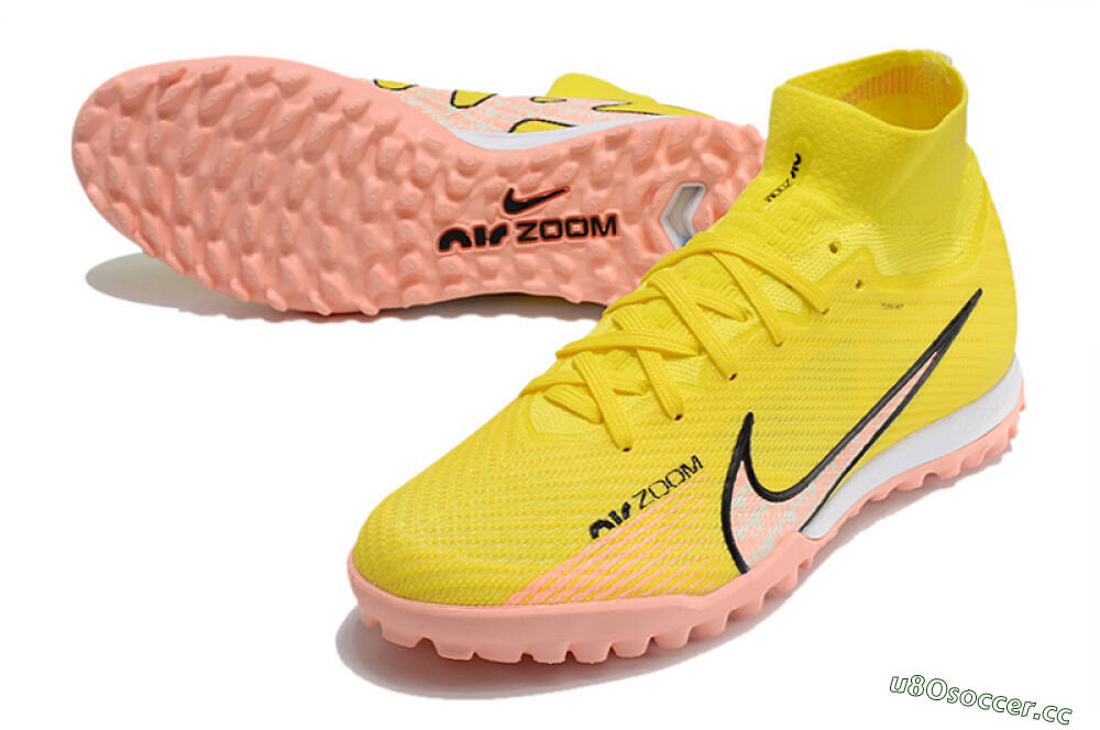 Unisex Nike Air Zoom Mercurial Superfly 9 Elite TF Artificial Turf High-Tops Football Shoes - Yellow/Pink/Black 3