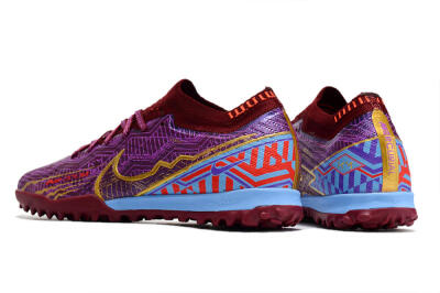 Unisex Nike Air Zoom Mercurial Vapor 15 Elite TF Artificial Turf Low-Tops Football Shoes - Purple/Gold/Blue