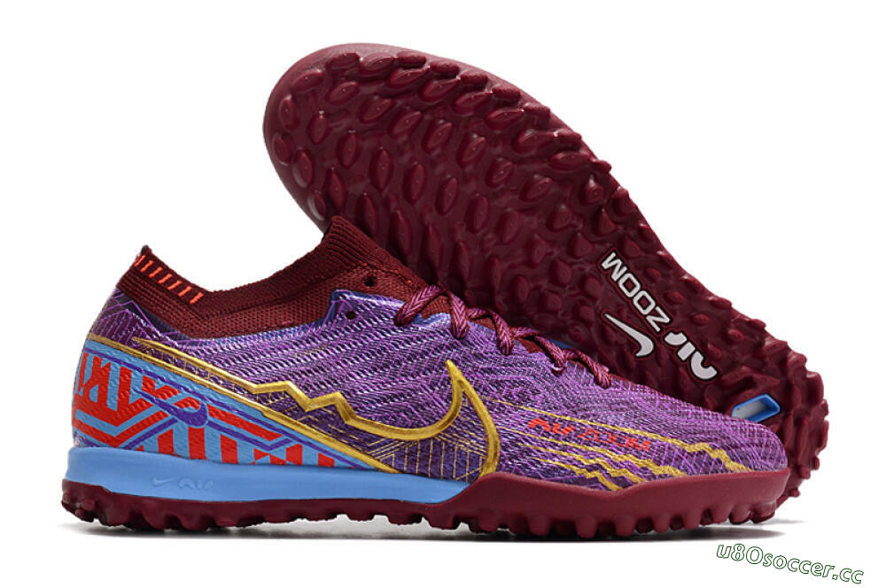 Unisex Nike Air Zoom Mercurial Vapor 15 Elite TF Artificial Turf Low-Tops Football Shoes - Purple/Gold/Blue 2