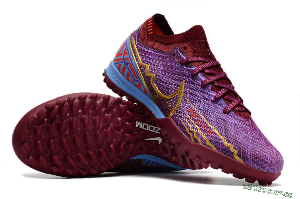 Unisex Nike Air Zoom Mercurial Vapor 15 Elite TF Artificial Turf Low-Tops Football Shoes - Purple/Gold/Blue 1