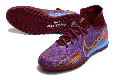 Unisex Nike Air Zoom Mercurial Superfly 9 Elite TF Artificial Turf High-Tops Football Shoes - Purple/Black/Gold