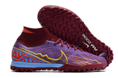 Unisex Nike Air Zoom Mercurial Superfly 9 Elite TF Artificial Turf High-Tops Football Shoes - Purple/Black/Gold