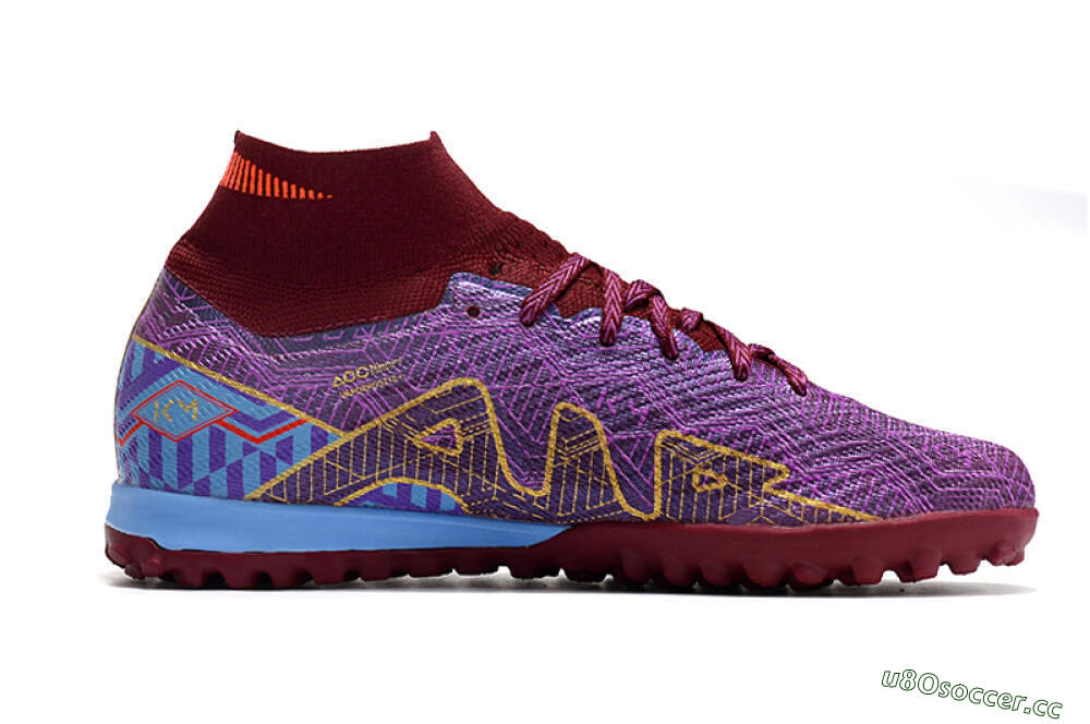 Unisex Nike Air Zoom Mercurial Superfly 9 Elite TF Artificial Turf High-Tops Football Shoes - Purple/Black/Gold 4