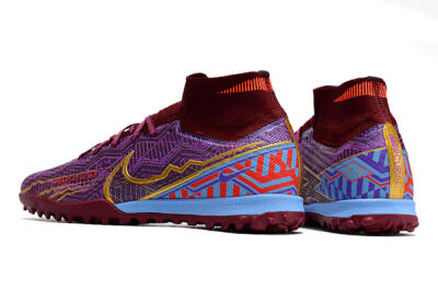 Unisex Nike Air Zoom Mercurial Superfly 9 Elite TF Artificial Turf High-Tops Football Shoes - Purple/Black/Gold