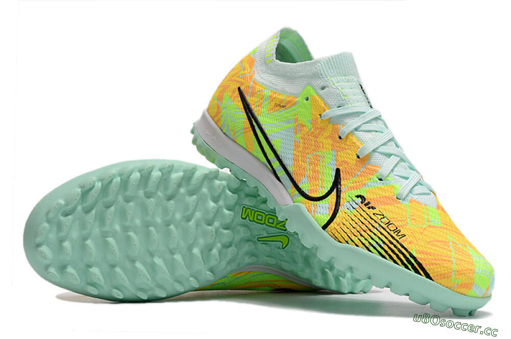 Unisex Nike Air Zoom Mercurial Vapor 15 Elite TF Artificial Turf Low-Tops Football Shoes - Jade/Yellow/Black 1