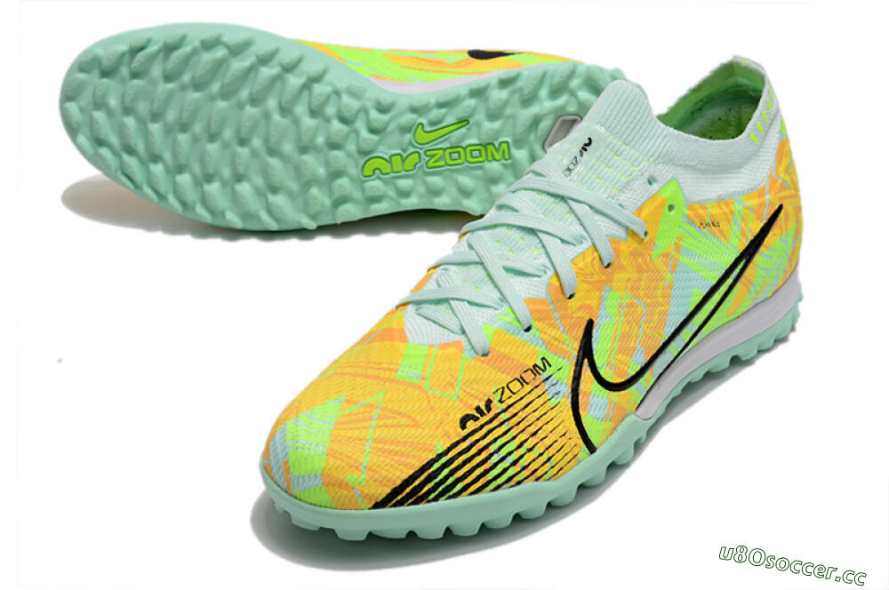 Unisex Nike Air Zoom Mercurial Vapor 15 Elite TF Artificial Turf Low-Tops Football Shoes - Jade/Yellow/Black 3