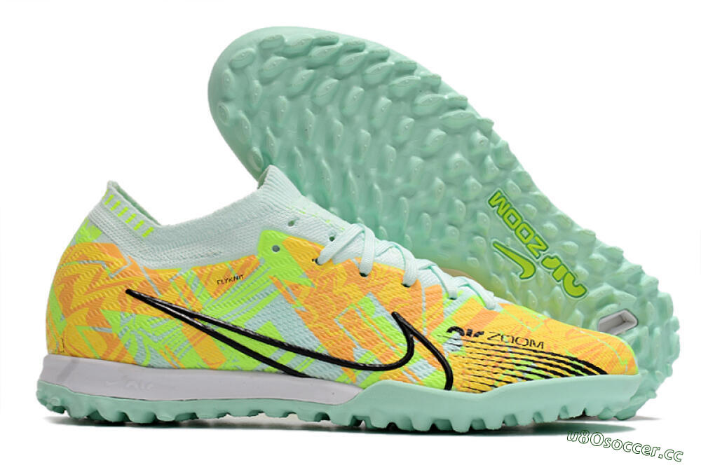 Unisex Nike Air Zoom Mercurial Vapor 15 Elite TF Artificial Turf Low-Tops Football Shoes - Jade/Yellow/Black 2