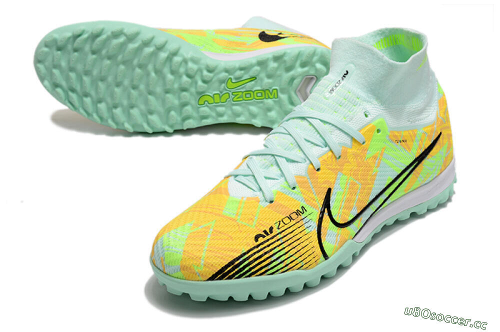 Unisex Nike Air Zoom Mercurial Superfly 9 Elite TF Artificial Turf High-Tops Football Shoes - Jade/Yellow/Black 3