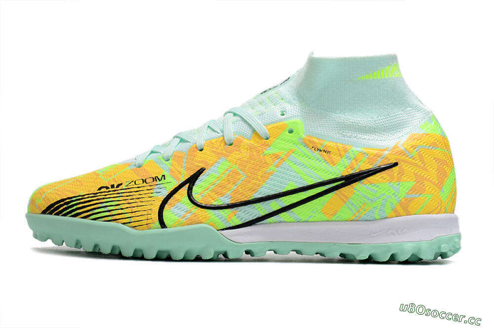Unisex Nike Air Zoom Mercurial Superfly 9 Elite TF Artificial Turf High-Tops Football Shoes - Jade/Yellow/Black 0