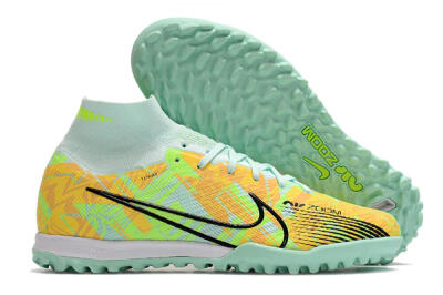 Unisex Nike Air Zoom Mercurial Superfly 9 Elite TF Artificial Turf High-Tops Football Shoes - Jade/Yellow/Black