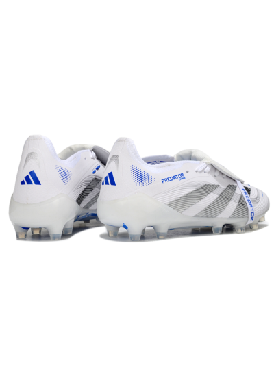 Men's Adidas Predator 25 Foldover Tongue FG Firm Ground Low-Tops Football Boots - White/Silver/Blue