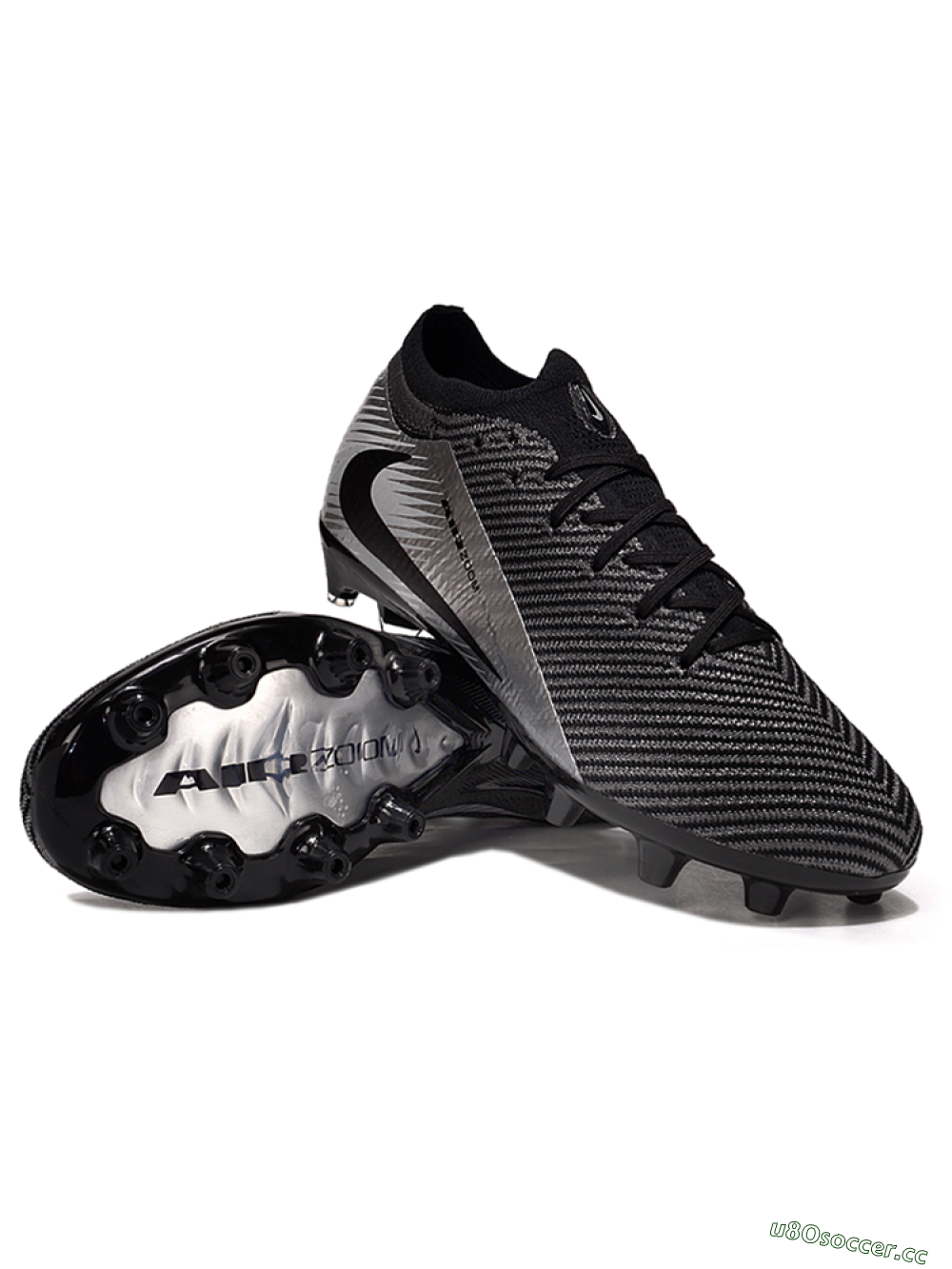 Men's Nike Air Zoom Mercurial Vapor 16 Elite AG Artificial Grass Low-Tops Football Boots - Black/Grey/Silver 3