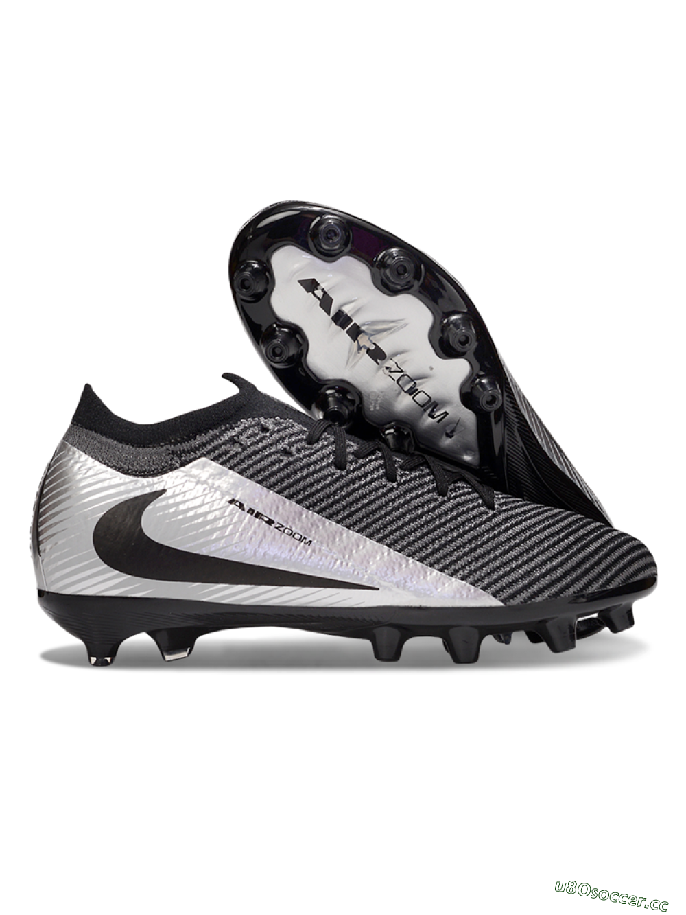 Men's Nike Air Zoom Mercurial Vapor 16 Elite AG Artificial Grass Low-Tops Football Boots - Black/Grey/Silver 2