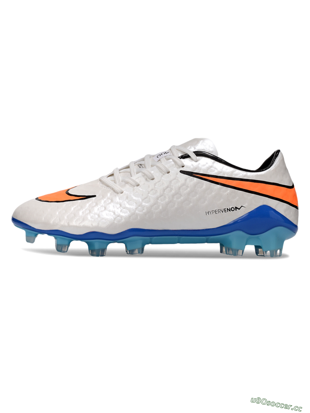 Men's Nike Hypervenom Phantom FG Firm Ground Low-Tops Football Boots - White/Orange/Black 0