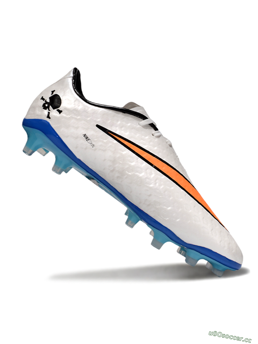 Men's Nike Hypervenom Phantom FG Firm Ground Low-Tops Football Boots - White/Orange/Black 4
