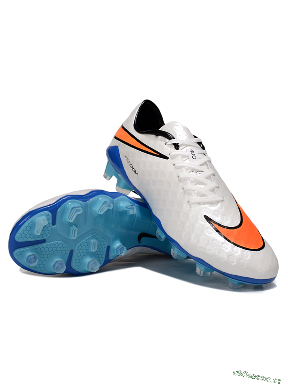 Men's Nike Hypervenom Phantom FG Firm Ground Low-Tops Football Boots - White/Orange/Black 3