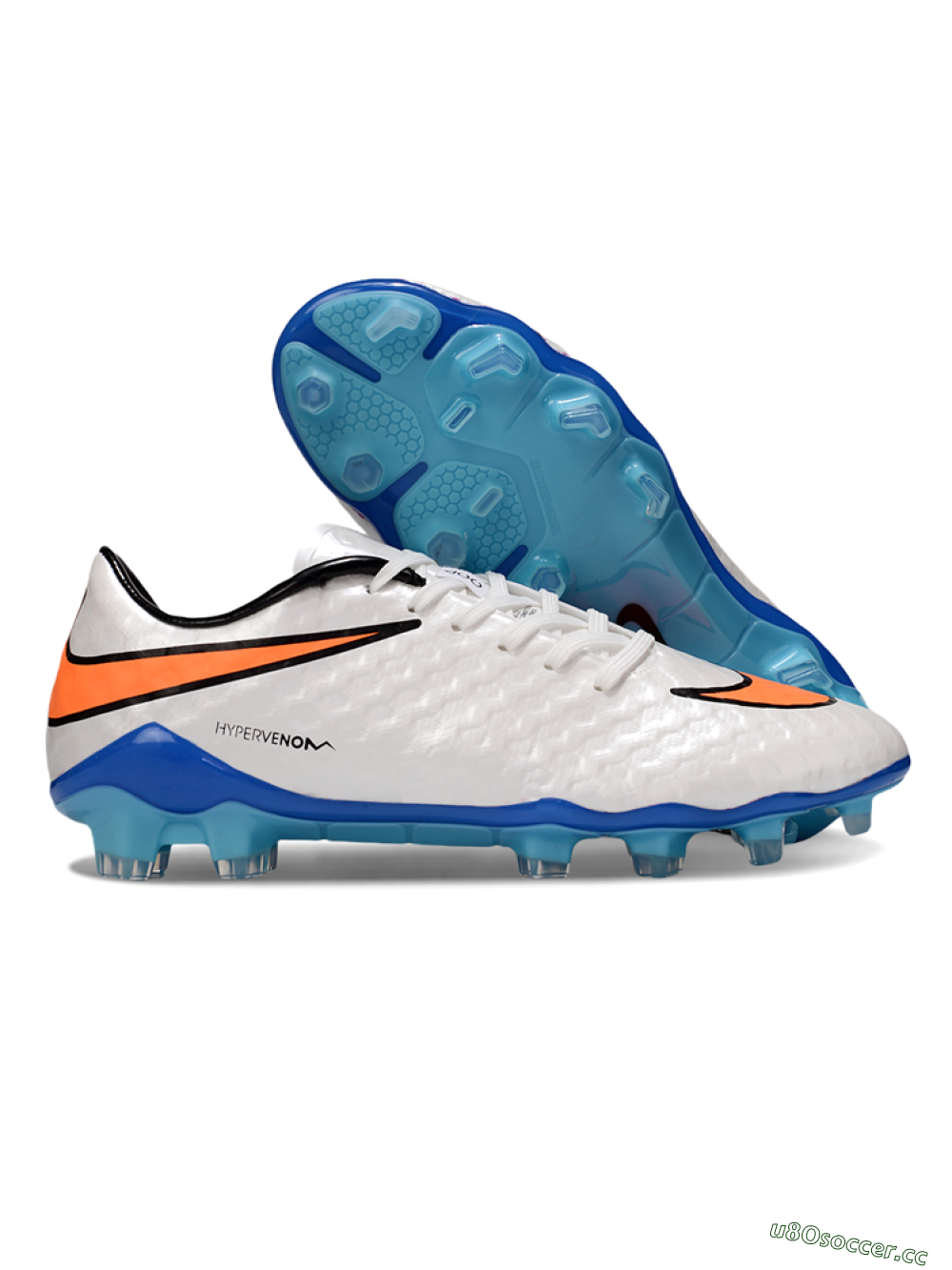 Men's Nike Hypervenom Phantom FG Firm Ground Low-Tops Football Boots - White/Orange/Black 2