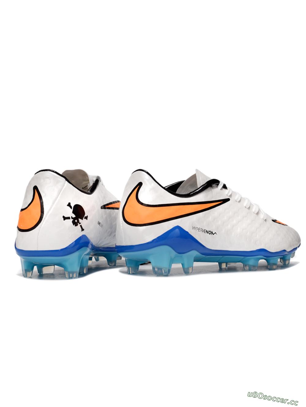 Men's Nike Hypervenom Phantom FG Firm Ground Low-Tops Football Boots - White/Orange/Black 6