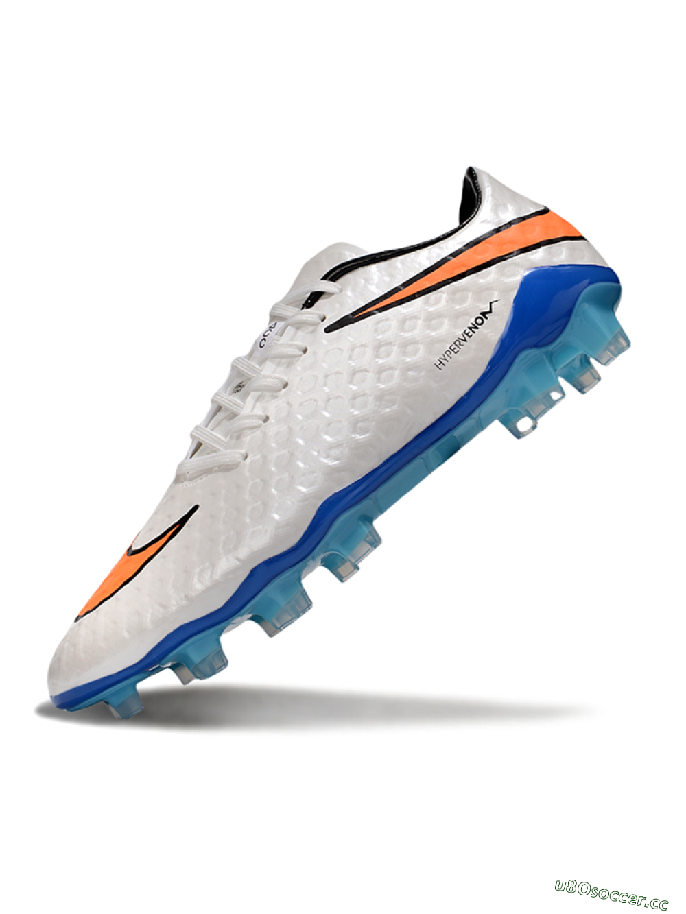 Men's Nike Hypervenom Phantom FG Firm Ground Low-Tops Football Boots - White/Orange/Black 5
