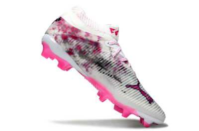 Men's Puma Future 8 Ultimate FG Firm Ground Low-Tops Football Boots - White/Black/Red
