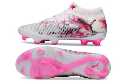 Men's Puma Future 8 Ultimate FG Firm Ground Low-Tops Football Boots - White/Black/Red