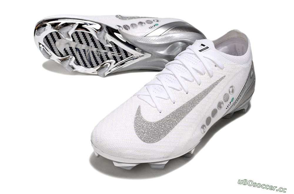Unisex Nike Air Zoom Mercurial Vapor 16 Elite FG Firm Ground Low-Tops Football Boots - White/Silver/Black 3