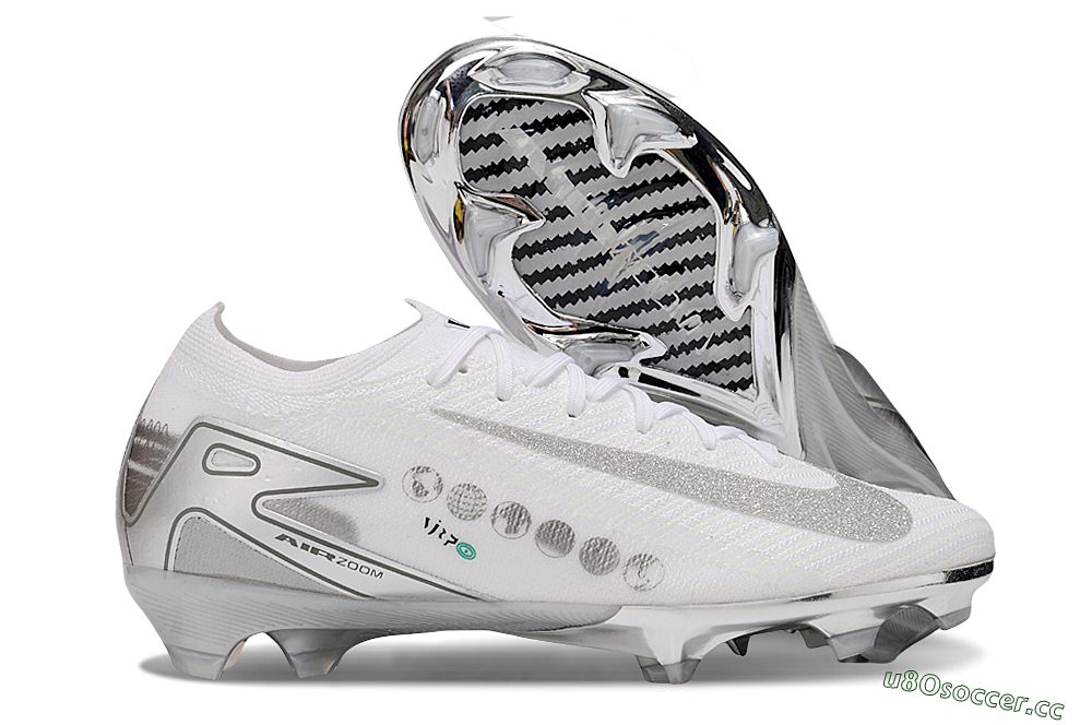 Unisex Nike Air Zoom Mercurial Vapor 16 Elite FG Firm Ground Low-Tops Football Boots - White/Silver/Black 2