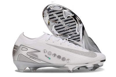 Unisex Nike Air Zoom Mercurial Vapor 16 Elite FG Firm Ground Low-Tops Football Boots - White/Silver/Black