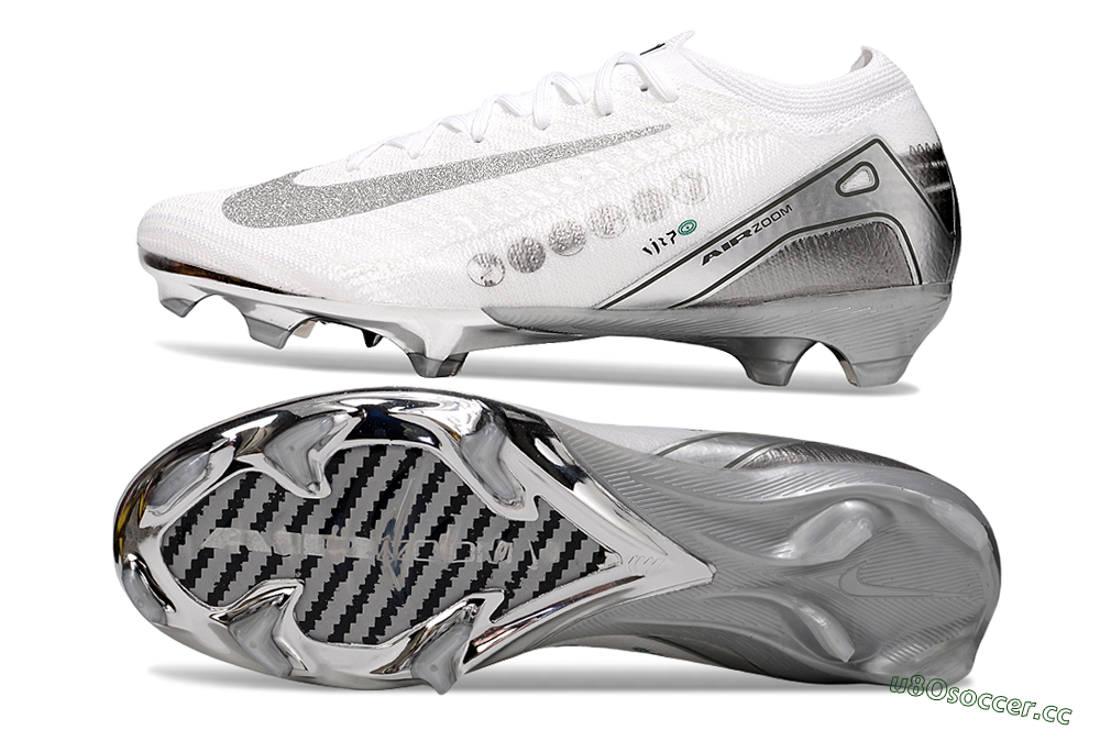Unisex Nike Air Zoom Mercurial Vapor 16 Elite FG Firm Ground Low-Tops Football Boots - White/Silver/Black 1