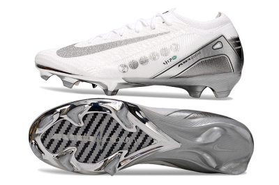 Unisex Nike Air Zoom Mercurial Vapor 16 Elite FG Firm Ground Low-Tops Football Boots - White/Silver/Black