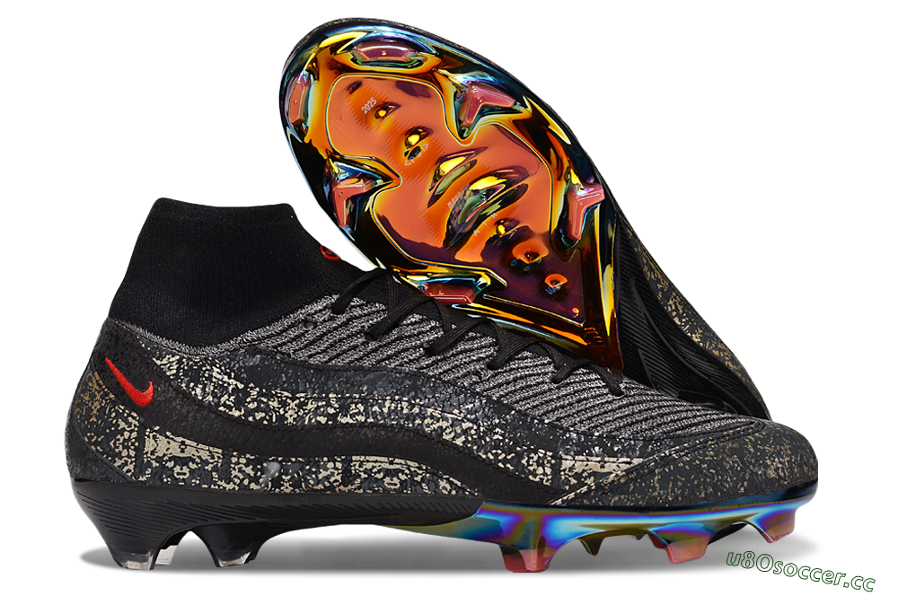 Unisex Nike Air Zoom Mercurial Superfly 10 Elite FG Firm Ground High-Tops Football Boots - Black/Grey/Red 2
