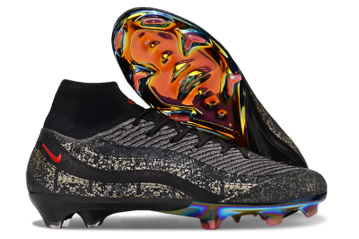 Unisex Nike Air Zoom Mercurial Superfly 10 Elite FG Firm Ground High-Tops Football Boots - Black/Grey/Red
