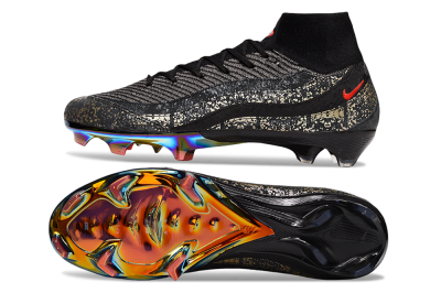 Unisex Nike Air Zoom Mercurial Superfly 10 Elite FG Firm Ground High-Tops Football Boots - Black/Grey/Red
