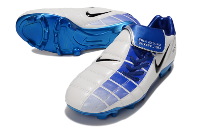 Men's Nike Air Zoom Total 90 III FG Firm Ground Low-Tops Football Boots - White/Blue/Black
