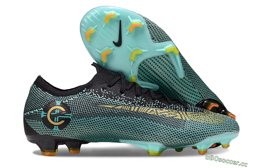 Men's Nike Mercurial Vapor 12 Elite FG Firm Ground Low-Tops Football Boots - Jade/Gold/Black 2