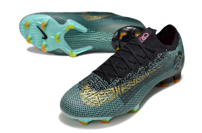 Men's Nike Mercurial Vapor 12 Elite FG Firm Ground Low-Tops Football Boots - Jade/Gold/Black