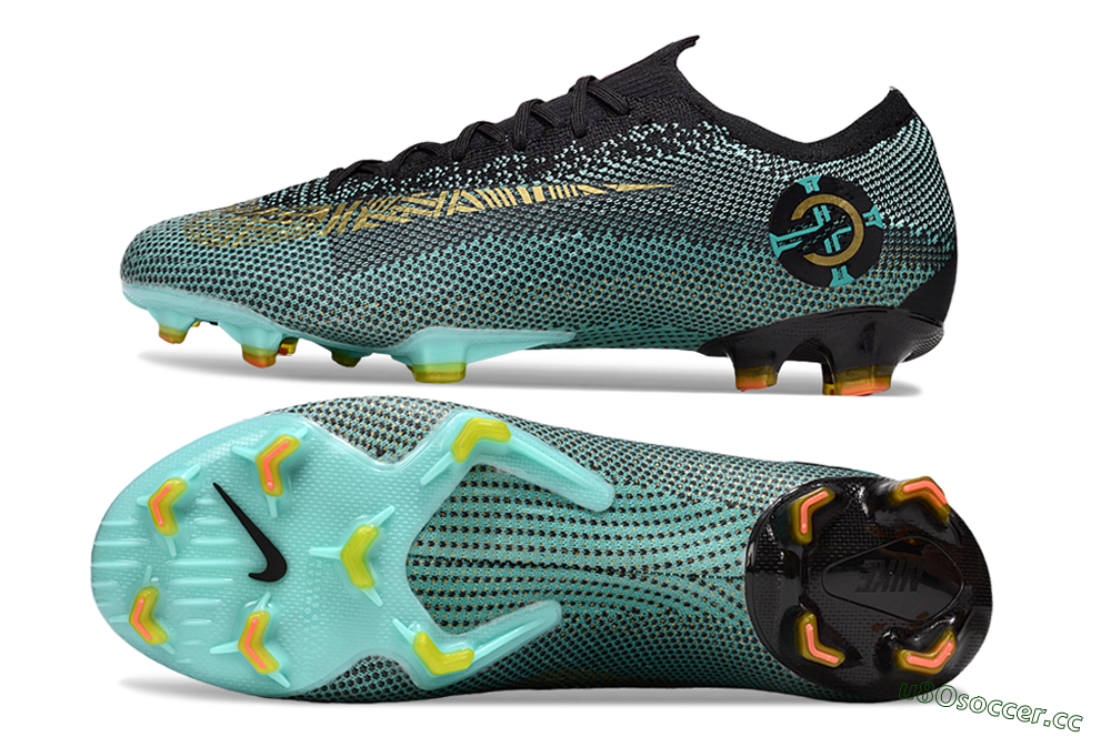 Men's Nike Mercurial Vapor 12 Elite FG Firm Ground Low-Tops Football Boots - Jade/Gold/Black 1