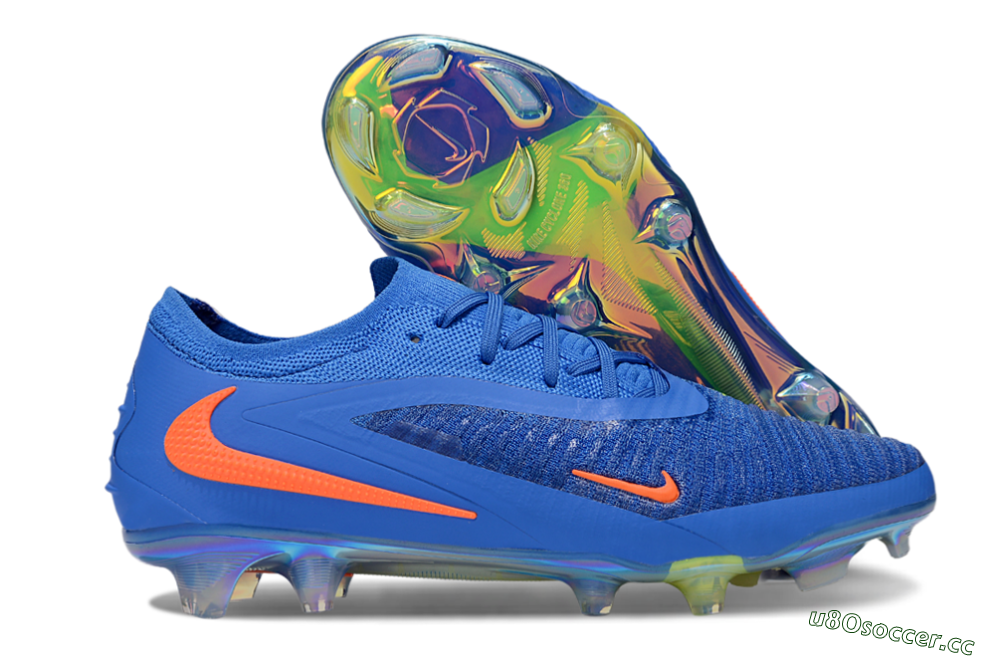 Men's Nike Phantom 6 Low Elite FG Firm Ground Low-Tops Football Boots - Blue/Red/Gold 2