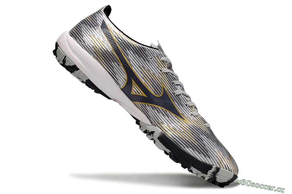 Men's Mizuno Alpha Beta TF Artificial Turf Low-Tops Football Shoes - Silver/Grey/Gold 4