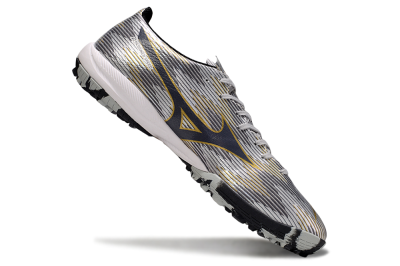 Men's Mizuno Alpha Beta TF Artificial Turf Low-Tops Football Shoes - Silver/Grey/Gold