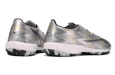 Men's Mizuno Alpha Beta TF Artificial Turf Low-Tops Football Shoes - Silver/Grey/Gold