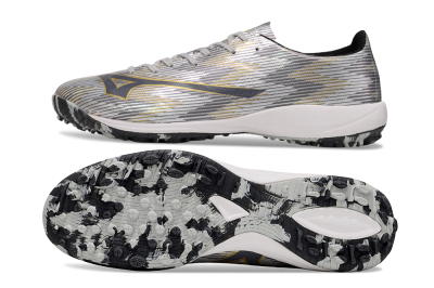 Men's Mizuno Alpha Beta TF Artificial Turf Low-Tops Football Shoes - Silver/Grey/Gold
