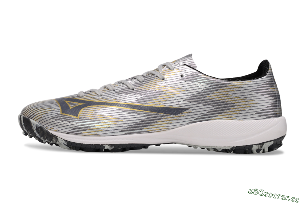 Men's Mizuno Alpha Beta TF Artificial Turf Low-Tops Football Shoes - Silver/Grey/Gold 0