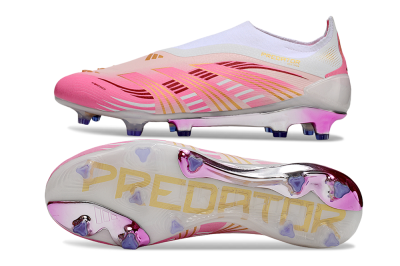 Men's Adidas 25 Predator Elite Laceless FG Firm Ground Low-Tops Football Boots - Pink/White/Gold