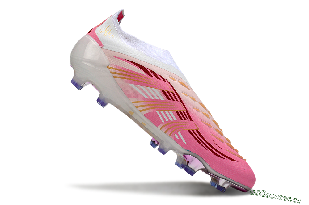 Men's Adidas 25 Predator Elite Laceless FG Firm Ground Low-Tops Football Boots - Pink/White/Gold 4